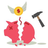 broken piggy bank vector