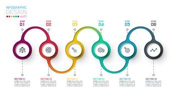 Circle label infographic with step by steps. vector