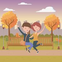 Teenager boy and girl cartoons design vector