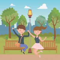 Teenager boy and girl cartoons design vector