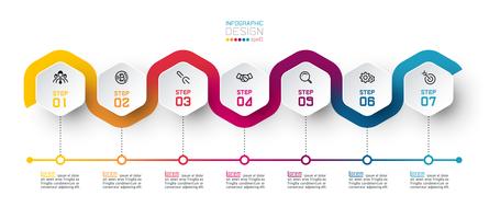 Hexagon label with color line linked infographics. vector