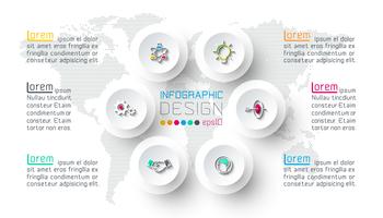 Six circles with business icon infographics. vector