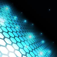 Blue light abstract on dark background with hexagon net shape. vector