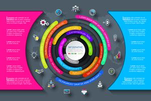 Papiroflexia del círculo de Infographics del negocio con el ejemplo del vector del estilo de la sombra.