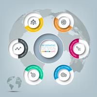 Seis círculos con infografías de iconos de negocios. vector