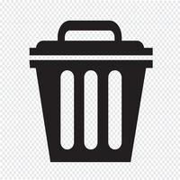Bote de basura icono símbolo ilustración vector