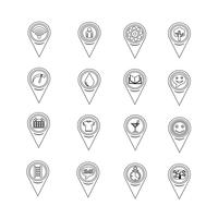 Conjunto de iconos de mapa puntero para sitio web y comunicación vector