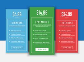 Pricing table list pack vector