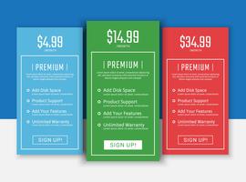 Pricing table list pack vector