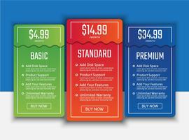 Pricing table list pack vector