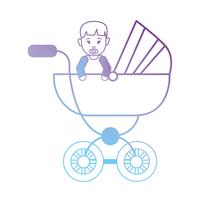 line baby boy inside stroller design vector