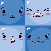 establecer emociones emoji caras personajes iconos vector