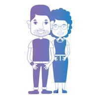 Línea de pareja junto con peinado y ropa. vector