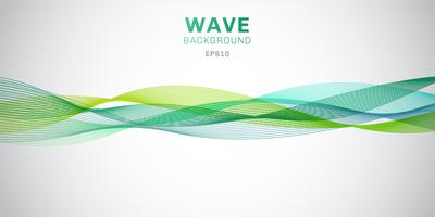 Abstract smooth green waves lines design on white background. vector