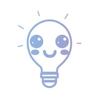 line kawaii cute happy bulb idea vector