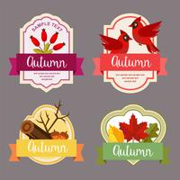 autumn leaves flat style label with barberry element vector