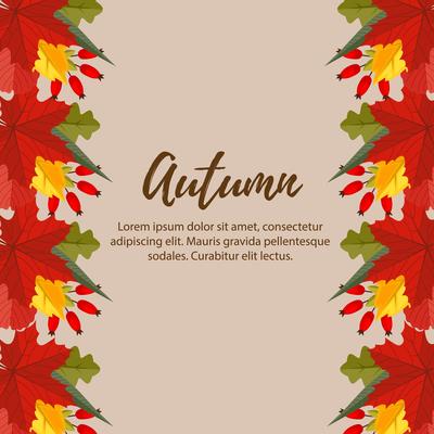 cute autumn nature leaves border illustration