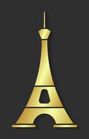Torre Eiffel de oro. Elemento de diseño para mapas, pancartas, volantes, letras de París aisladas sobre fondo oscuro. vector