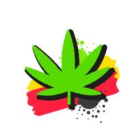 Medical Cannabis Logo With Marijuana Leaf Watercolor Style Vector