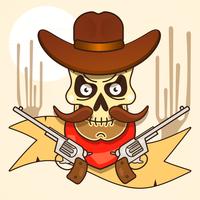 Wild West Skull Bandit With Pistols Vector