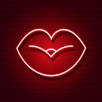 Retro neon lips sign. Design element for Happy Valentine s Day. Ready for your design, greeting card, banner. Vector