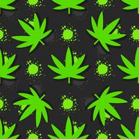 Marijuana leaves seamless pattern. Hand drawn illustration. vector