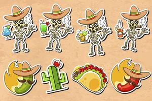 Mexican Culture Sticker Vector On Vintage Background