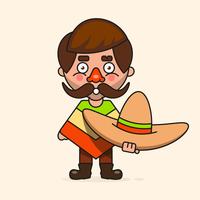 Mexican cartoon Man, Ready For Your Design, Greeting Card, Banner. Vector