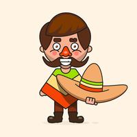 Mexican cartoon Man, Ready For Your Design, Greeting Card, Banner. Vector