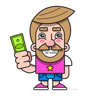 Buyer with money in hand , wants to buy goods vector character Ready For Your Design, Greeting Card