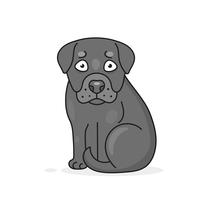 Sentada feliz del perrito de la historieta, retrato del pequeño perro lindo. Perro amigo Ilustracion vectorial Aislado vector