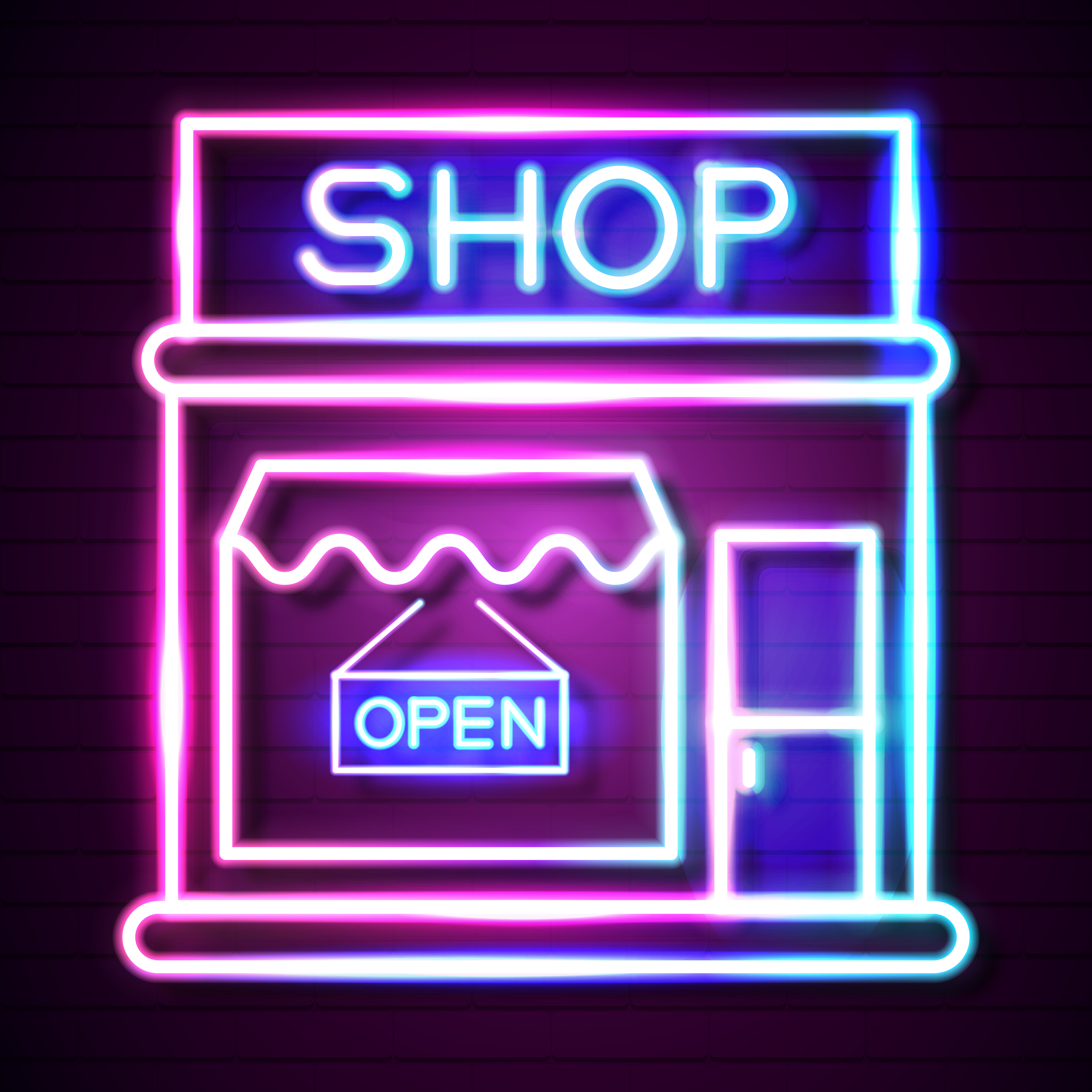 Shop Now Neon Sign Ready For Your Design Greeting Card Banner