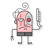 Cartoon cyborg. Battle cyborg. Cartoon vector illustration.