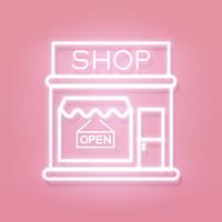 Shop Now Neon Sign. Ready For Your Design, Greeting Card, Banner. Vector