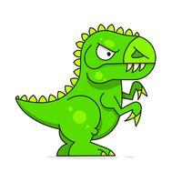 Cute Green Dinosaur Isolated On White Background. Funny Cartoon Character vector