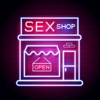 Sex Shop ahora letrero de neón. Listo Para Su Diseño, Tarjeta De Felicitación, Banner. Vector