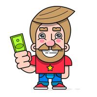 Buyer with money in hand , wants to buy goods vector character Ready For Your Design, Greeting Card