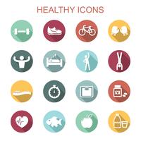 healthy long shadow icons vector