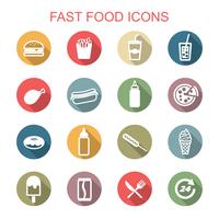 fast food long shadow icons vector