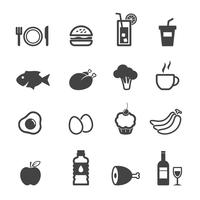 iconos de alimentos y bebidas vector