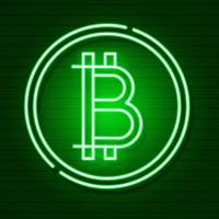 Neon Bitcoin Symbol On Black Background.light Effect. Digital Money, Mining Technology Concept. Vector Icon.