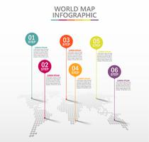 Mapa del mundo empresarial. Iconos de infografía timeline diseñados para la plantilla de fondo abstracto. vector