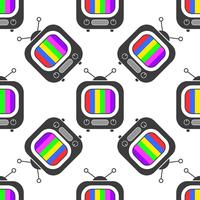 Tv icon in line style seamless pattern background. Business flat vector illustration. Television sign