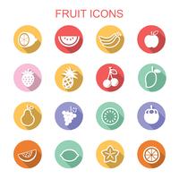 fruit long shadow icons vector