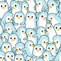 Seamless many penguins pattern. vector