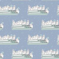 Seamless kawaii cats in the ferryboat pattern vector