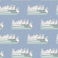 Seamless kawaii cats in the ferryboat pattern vector