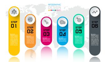 Business infographic with 6 steps. vector