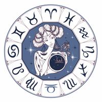 Signo del zodiaco Libra como una niña hermosa. Horóscopo. Astrología. Vector
