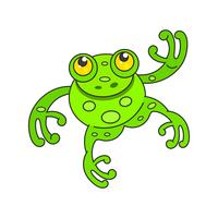 Cute green frog cartoon character isolated on white vector